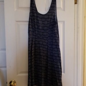 Navy blue white pattern cotton dress.